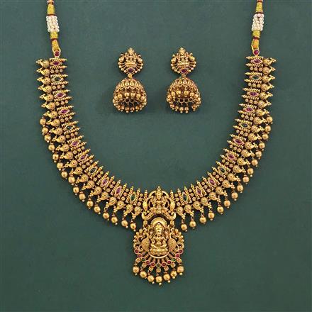 Antique Temple Necklace With Matte Gold Plating