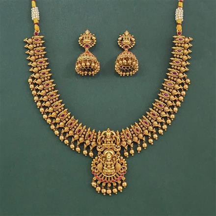 Antique Temple Necklace With Matte Gold Plating