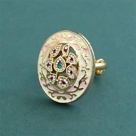 Antique Adjustable Ring With Matte Gold Plating
