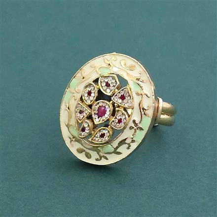 Antique Adjustable Ring With Matte Gold Plating