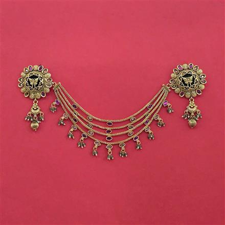 Antique Moti Hair Brooch With Matte Gold Plating