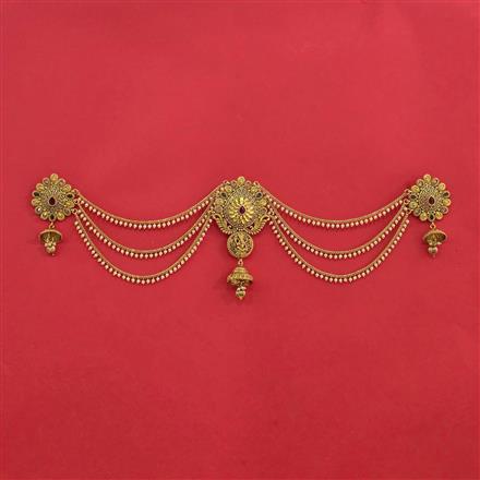 Antique Moti Hair Brooch With Matte Gold Plating