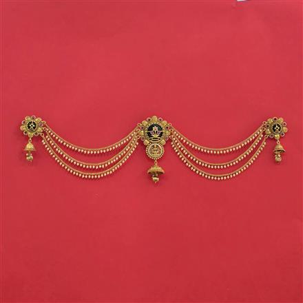 Antique Moti Hair Brooch With Matte Gold Plating