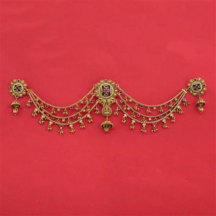 Antique Moti Hair Brooch With Matte Gold Plating