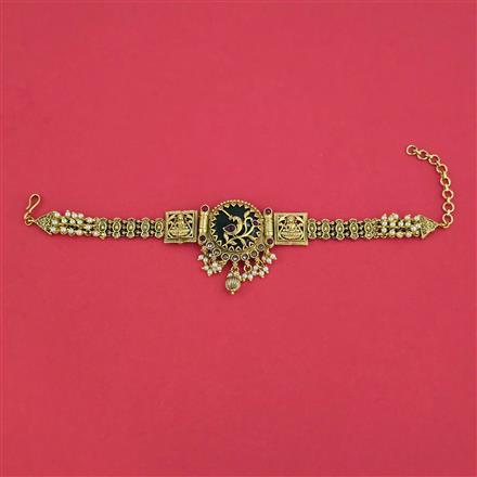 Antique Moti Baju Band With Matte Gold Plating