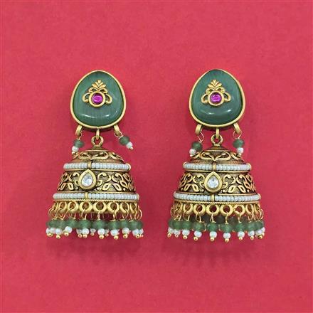 Antique Moti Earring With Matte Gold Plating