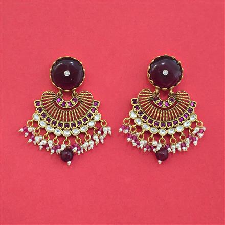 Antique Moti Earring With Matte Gold Plating