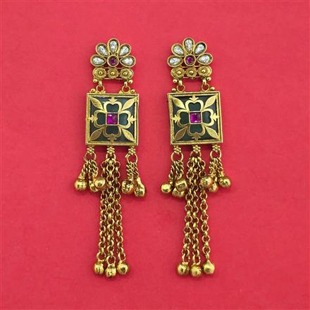 Antique Moti Earring With Matte Gold Plating