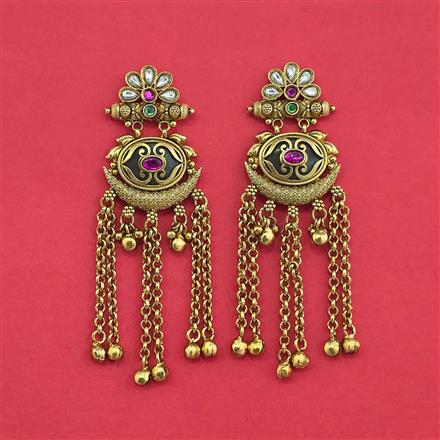 Antique Moti Earring With Matte Gold Plating