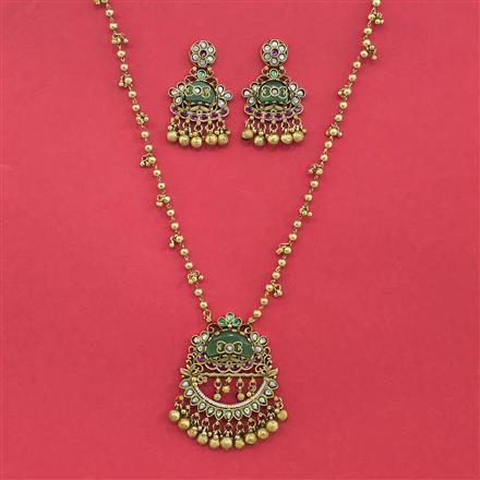 Antique Classic Pendant Set With Matte Gold Plating