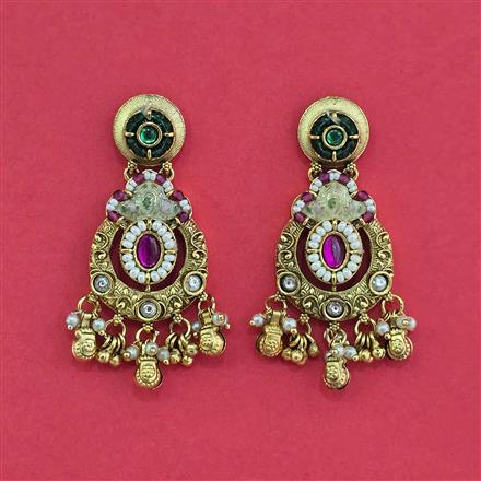 Antique Moti Earring With Matte Gold Plating