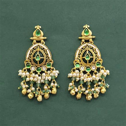 Antique Moti Earring With Matte Gold Plating