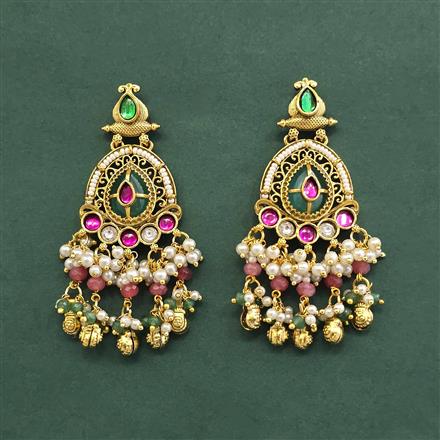 Antique Moti Earring With Matte Gold Plating