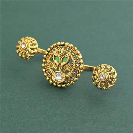 Antique Adjustable Ring With Matte Gold Plating