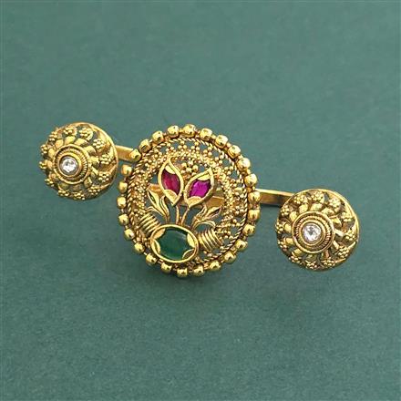 Antique Adjustable Ring With Matte Gold Plating