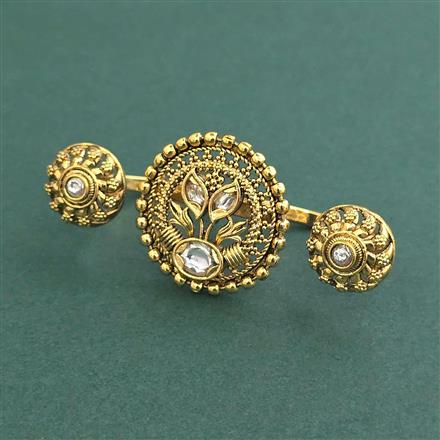 Antique Adjustable Ring With Matte Gold Plating