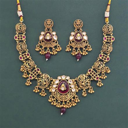 Antique Classic Necklace With Matte Gold Plating