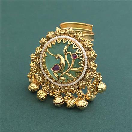 Antique Adjustable Ring With Matte Gold Plating