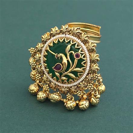 Antique Adjustable Ring With Matte Gold Plating