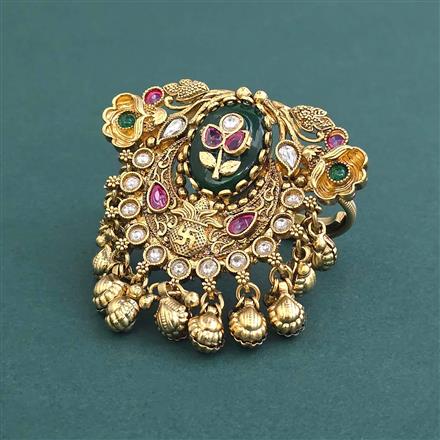 Antique Adjustable Ring With Matte Gold Plating