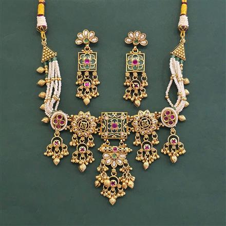 Antique Classic Necklace With Matte Gold Plating