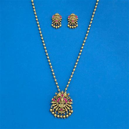 Antique Classic Pendant Set With Matte Gold Plating