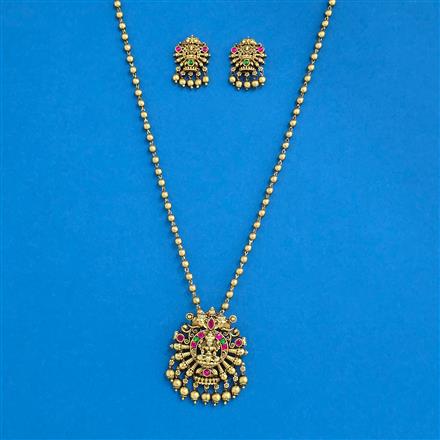 Antique Classic Pendant Set With Matte Gold Plating
