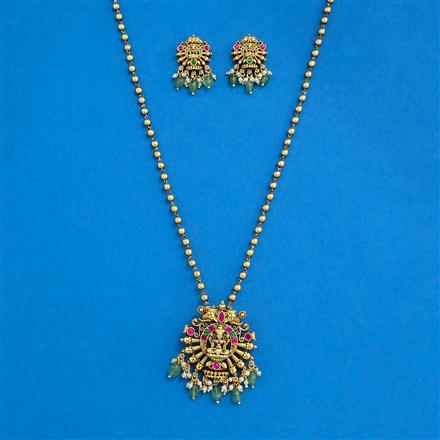 Antique Classic Pendant Set With Matte Gold Plating