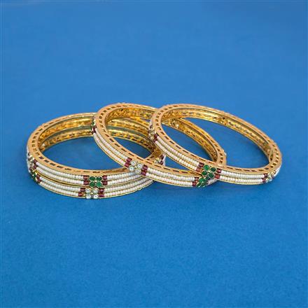 Antique Moti Bangles With Matte Gold Plating