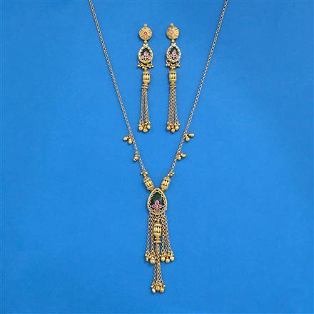 Antique Classic Pendant Set With Matte Gold Plating
