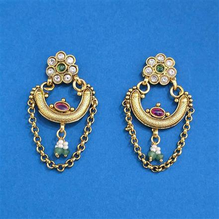 Antique Classic Earring With Matte Gold Plating