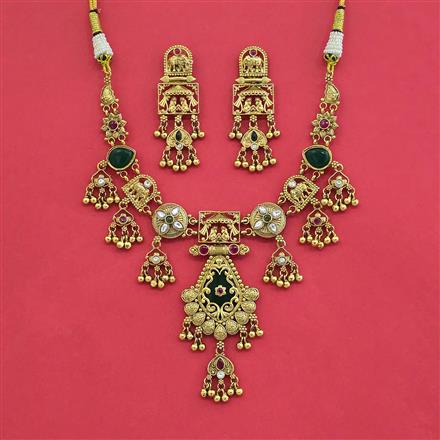 Antique Classic Necklace Set With Matte Gold Plating