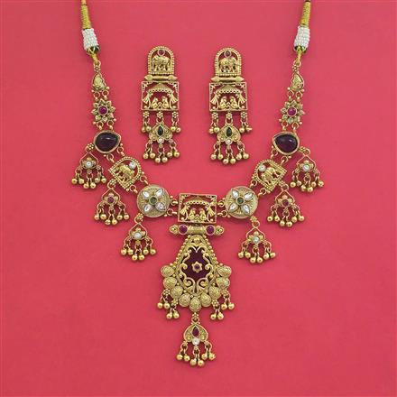 Antique Classic Necklace Set With Matte Gold Plating
