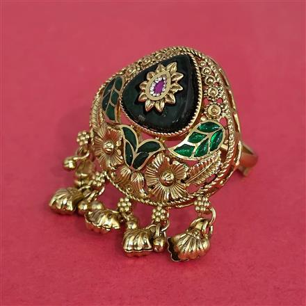 Antique Adjustable Ring With Matte Gold Plating