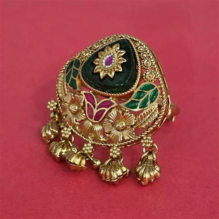 Antique Adjustable Ring With Matte Gold Plating