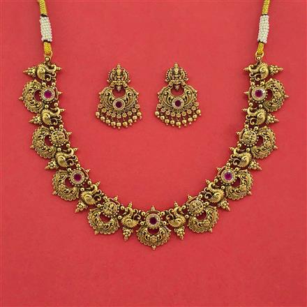 Antique Classic Necklace Set With Matte Gold Plating