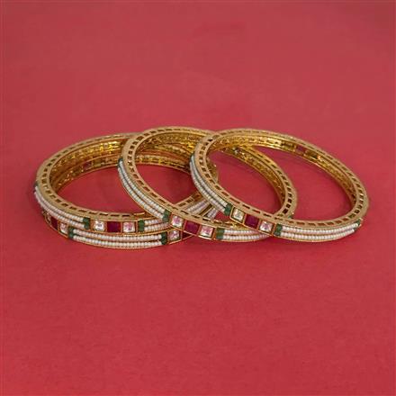 Antique Moti Bangles With Matte Gold Plating