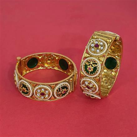 Antique Moti Bangles With Matte Gold Plating