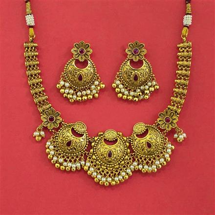 Antique Classic Necklace Set With Matte Gold Plating