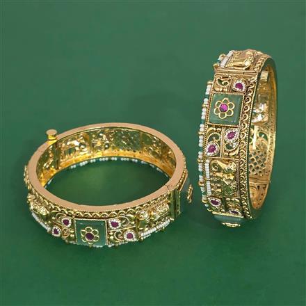 Antique Openable Bangles With Matte Gold Plating
