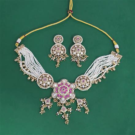 Antique Moti Necklace Set With Gold Plating