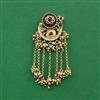 Antique Moti Hair Brooch With Matte Gold Plating