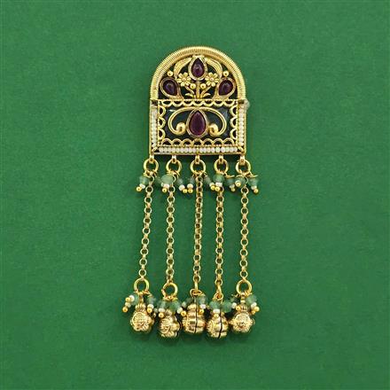 Antique Moti Hair Brooch With Matte Gold Plating