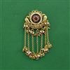 Antique Moti Hair Brooch With Matte Gold Plating