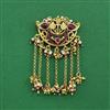Antique Moti Hair Brooch With Matte Gold Plating