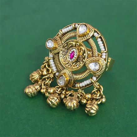 Antique Adjustable Ring With Matte Gold Plating