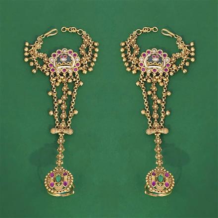 Antique Moti Hath Pan With Matte Gold Plating