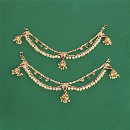 Antique Moti Ear Chain With Gold Plating