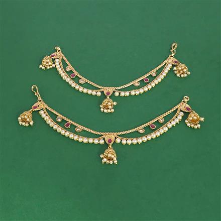 Antique Moti Ear Chain With Gold Plating