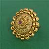 Antique Adjustable Ring With Matte Gold Plating